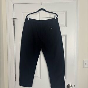 Giorgio Armani Drawstring Flannel Pants Two Pockets Cuffed Cropped Length Navy